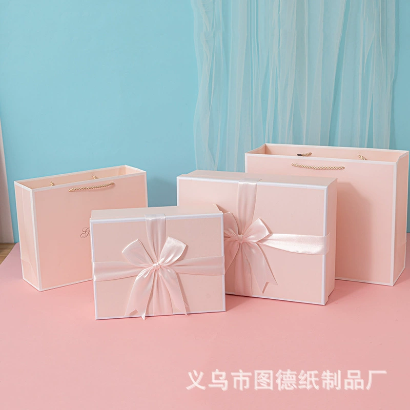 В наличии большой лук розовый Подарочная коробка День рождения Подарочная коробка крышка помада уход за кожей коробка пустая коробка