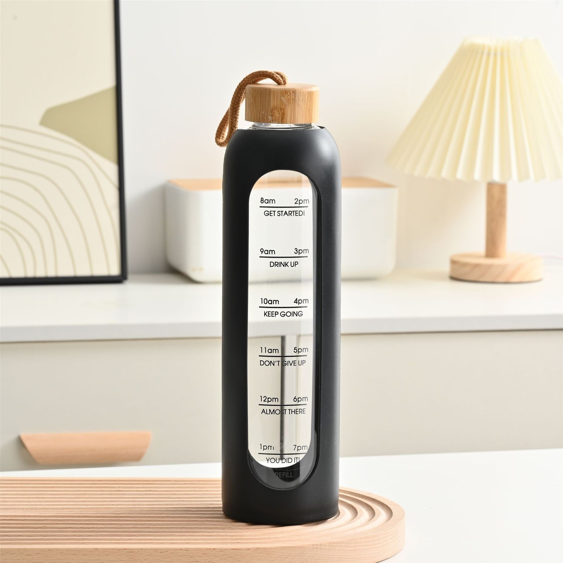 Botella de agua de vidrio portátil de gran capacidad, copa de agua de vidrio de borosilicato resistente a altas temperaturas de una sola capa, una pequeña cantidad de personalización