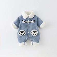 网红宝宝衣服冬装加厚棉衣婴儿冬季夹棉加绒连体衣满月超萌爬爬服