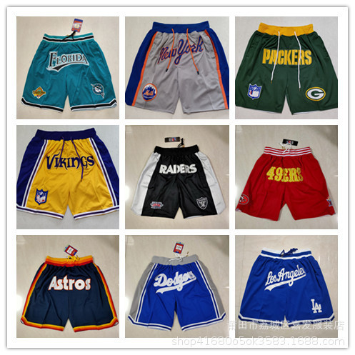 Foreign Trade Shorts Pocket Pants Baseball Pants Basketball Pants Spaceman Bear Dodge Raiders 49ers Yankees