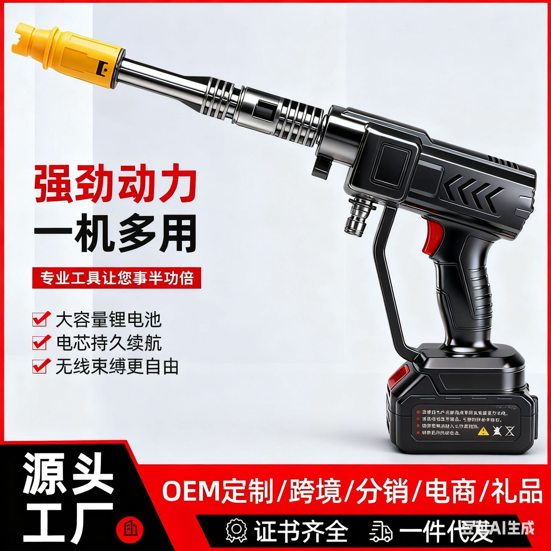 锂电池汽车电动洗车机清洗枪家用便携充电式洗车喷枪高压喷水枪