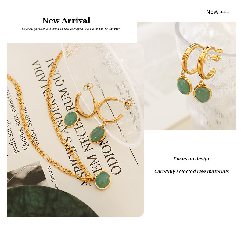 Fashion Geometric Titanium Steel Earrings Necklace