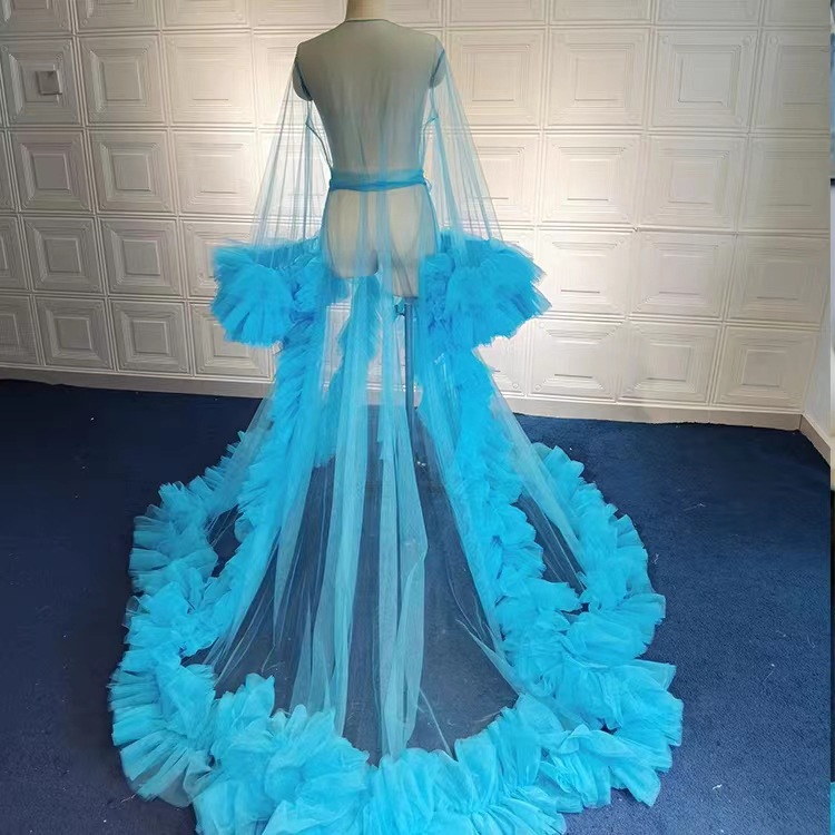 Aliexpress venta caliente de nuevo estilo exterior red simple cardigán chale de novia boda túnica de la mañana estudio madre embarazada arte foto capa