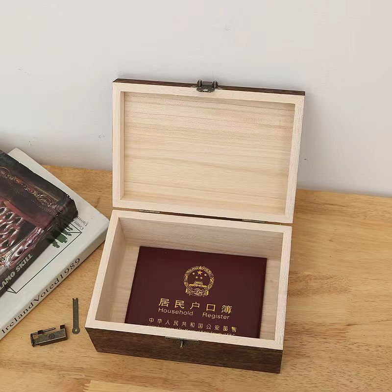 Table retro wooden box from natural wood