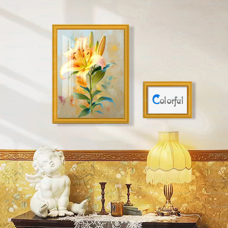 Mona Lisa real bordado amarillo lirio nuevo pequeño flor simple sala de estar decoración frontal bordado a mano image 3