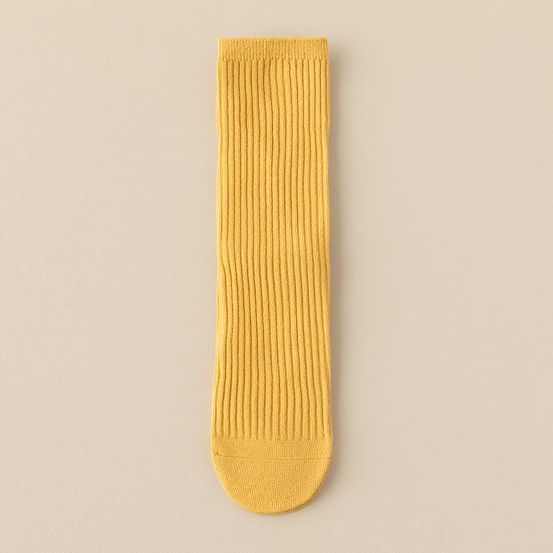 Calcetines de baile infantiles de colores brillantes, calcetines largos de color sólido para niños y niñas, calcetines hasta la pantorrilla de doble aguja, calcetines largos rectos al por mayor.