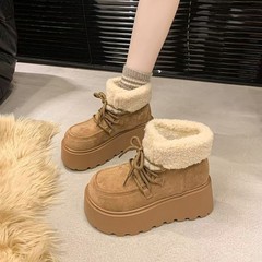 女性用厚底スノーブーツ 2025年冬新作 ショートブーツ コットンシューズ レディース スノーコットンプラスベルベット 厚みのあるマーティンブーツ スノーシューズ