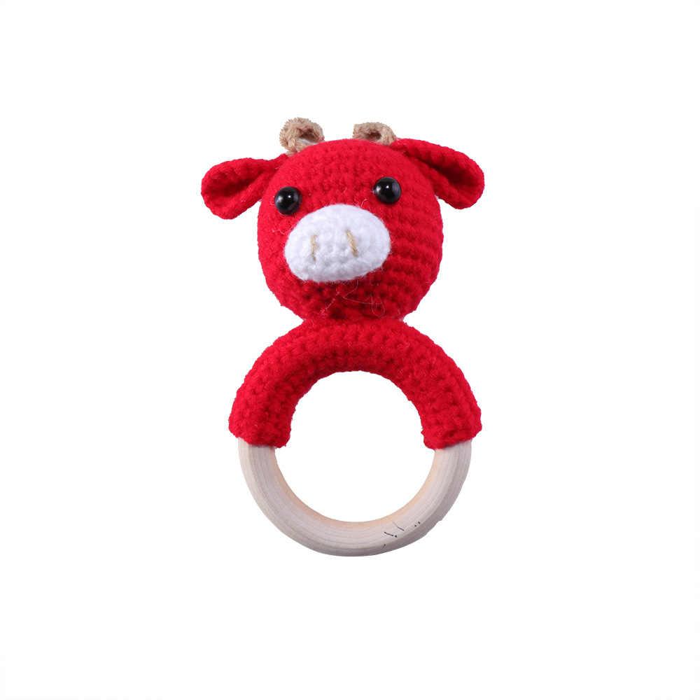 Baby Knitted Rattle Bell Wooden Ring Sounding Rattle Toy Rattle Toy Baby Soothing Doll Hand Crocheted Weaving display picture 33