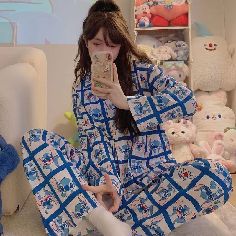 Estilo coreano japonés pijamas de dibujos animados mujer coolomi linda chica corazón ins estilo pantalones de manga larga desgaste del hogar otoño celebridad de Internet