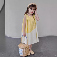 2024 New Summer Girl's Country Style A-line Plaid Dress Children's Backless Skirt Fashion and Simple Style