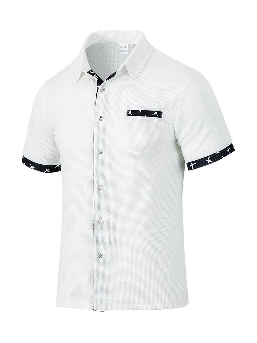Amerikanisches Herren Strickhemd Mit Kragen Und Druckmuster_voghion.com