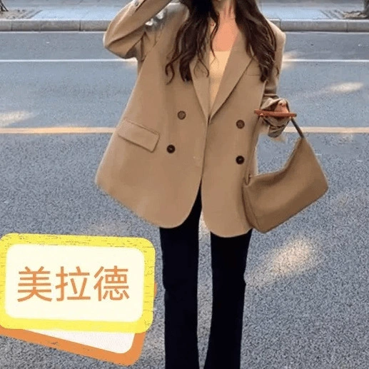 Suit, khaki jacket, Korean style, for teenagers, plus size