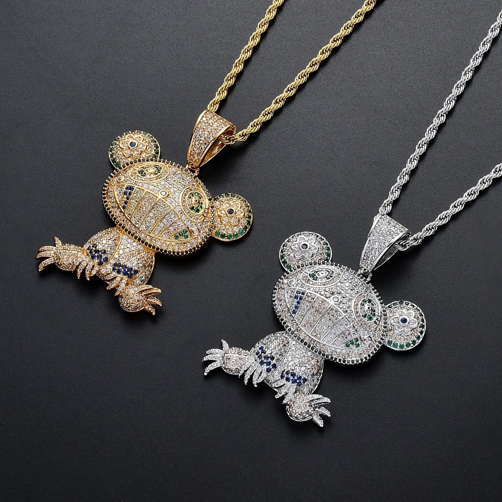 Cartoon Frog Pendant Necklace With Zircon And Copper Finish_voghion.com