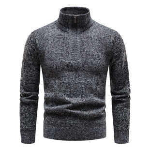 Factory Direct Sales New Velvet Men's Large Size 2025 Export Half Turtleneck Knitwear Men's Zipper Knitwear Slim Fit