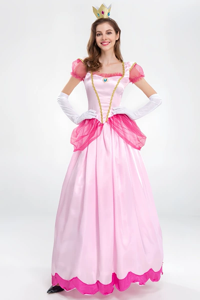 Fuchsia long skirt for adults, gloves
