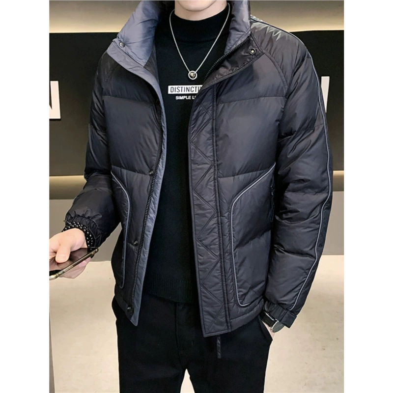 Тонкий пуховик для мужчин 24 новый зимний прилив красивый большой размер толстый воротник зимняя короткая утка пуховая куртка