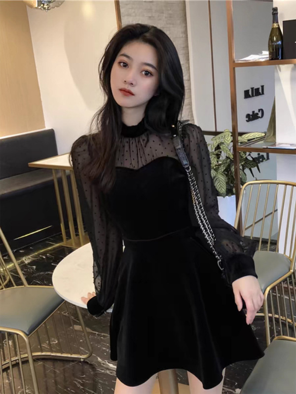 春季新款女装裙子2025新款今年流行爆款气质高级感黑色春秋连衣裙|undefined