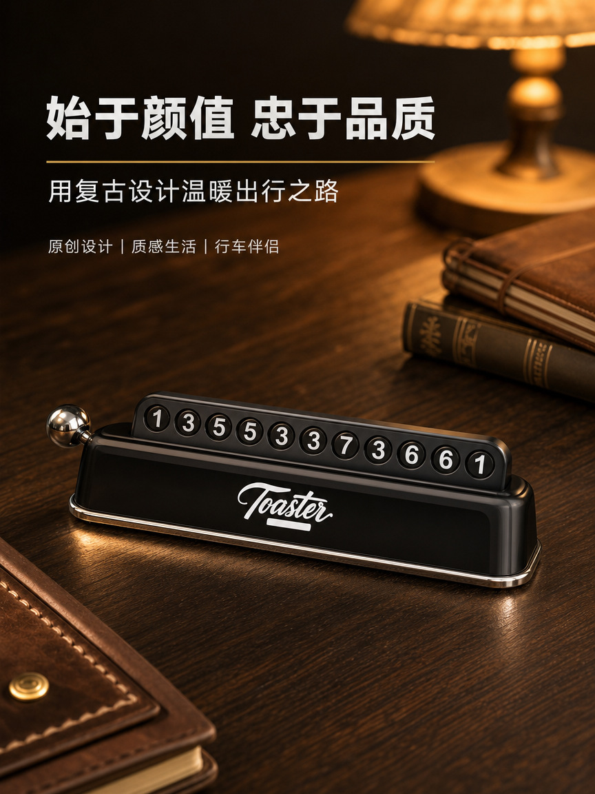 Car parking number plate, car decoration, vintage piano design, creative manual lift