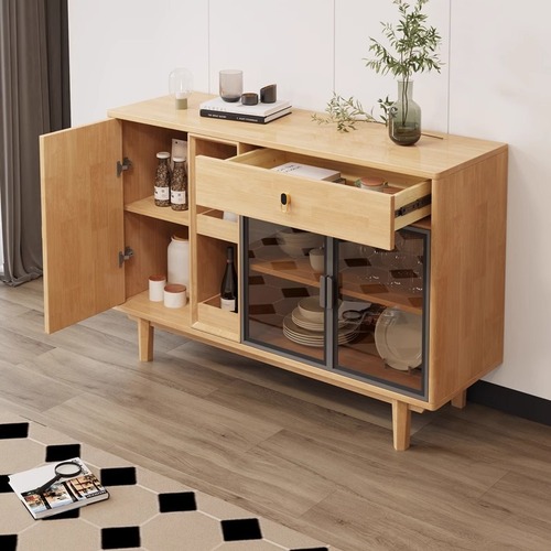 Nordic solid wood sideboard modern minimalist living room tea cabinet household multi-functional wall storage cabinet kitchen cupboard