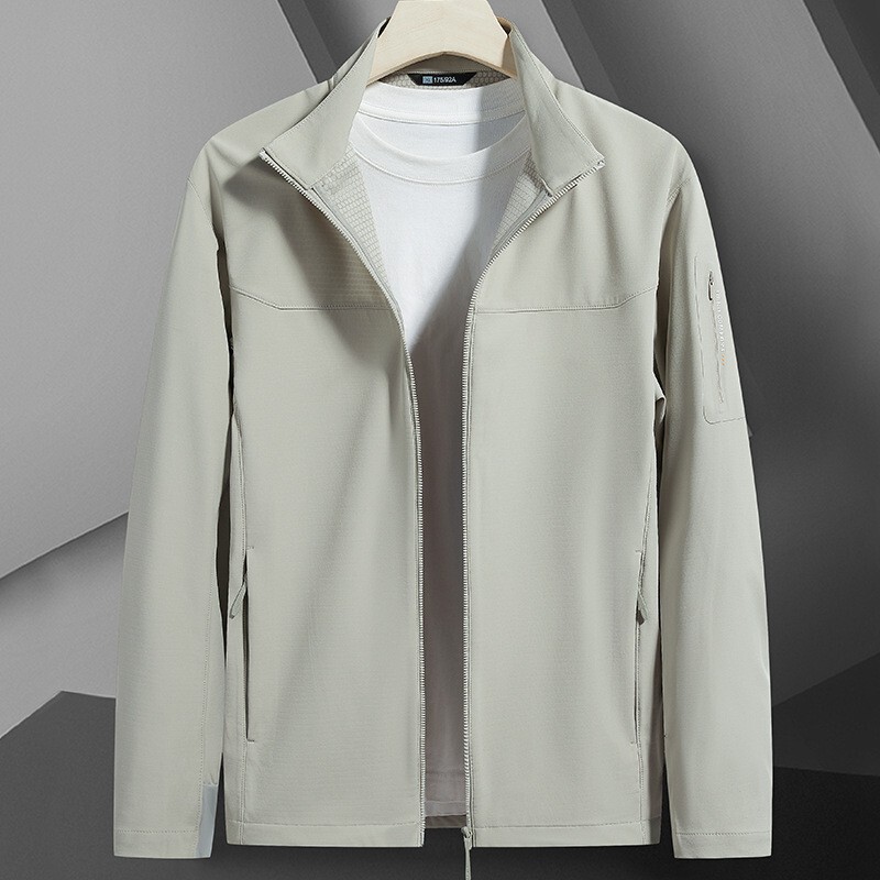 Fat Brother 2025 Fashion Vertical Collar Soft Shell Men's Spring Thin Plus Size Coat Casual Milk Silk Jacket