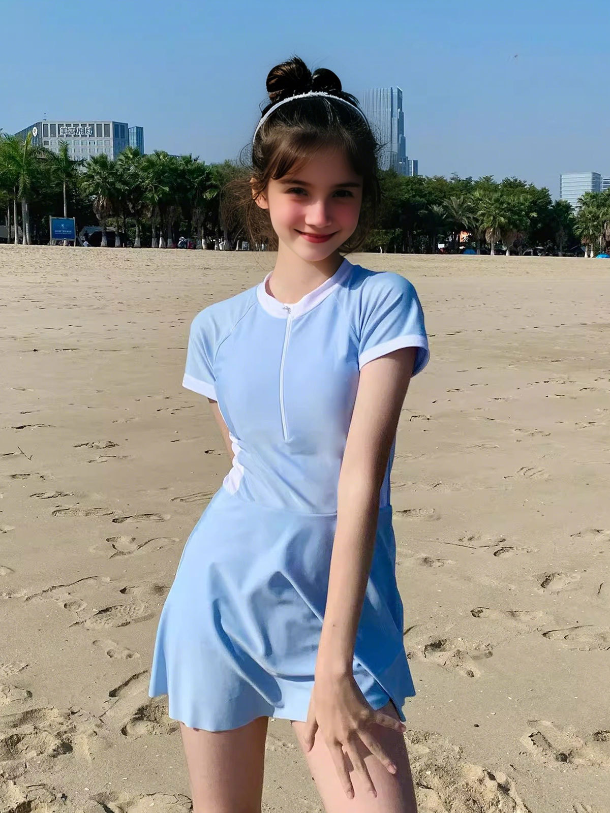 Traje de baño para niños, niña de una pieza 2025 nuevo traje de baño para niñas, traje de baño de verano para niños de mediana edad, traje de entrenamiento de natación para estudiantes