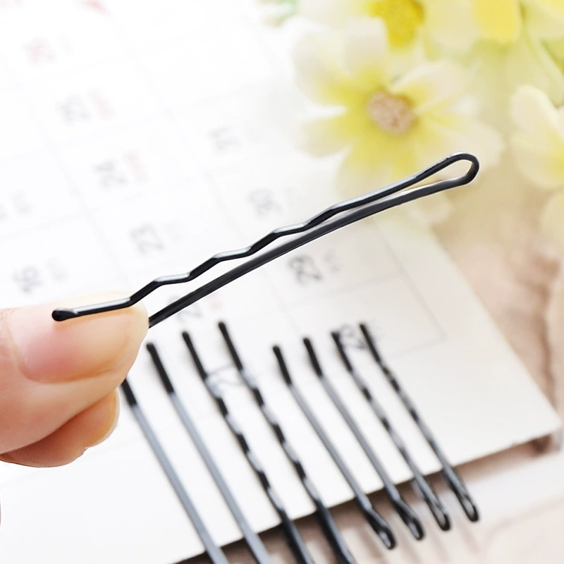 Black Bob Pins (Hairgrips) — Wavy & Flat Tips, Pack Options 36/60 pcs, Invisible Clips
