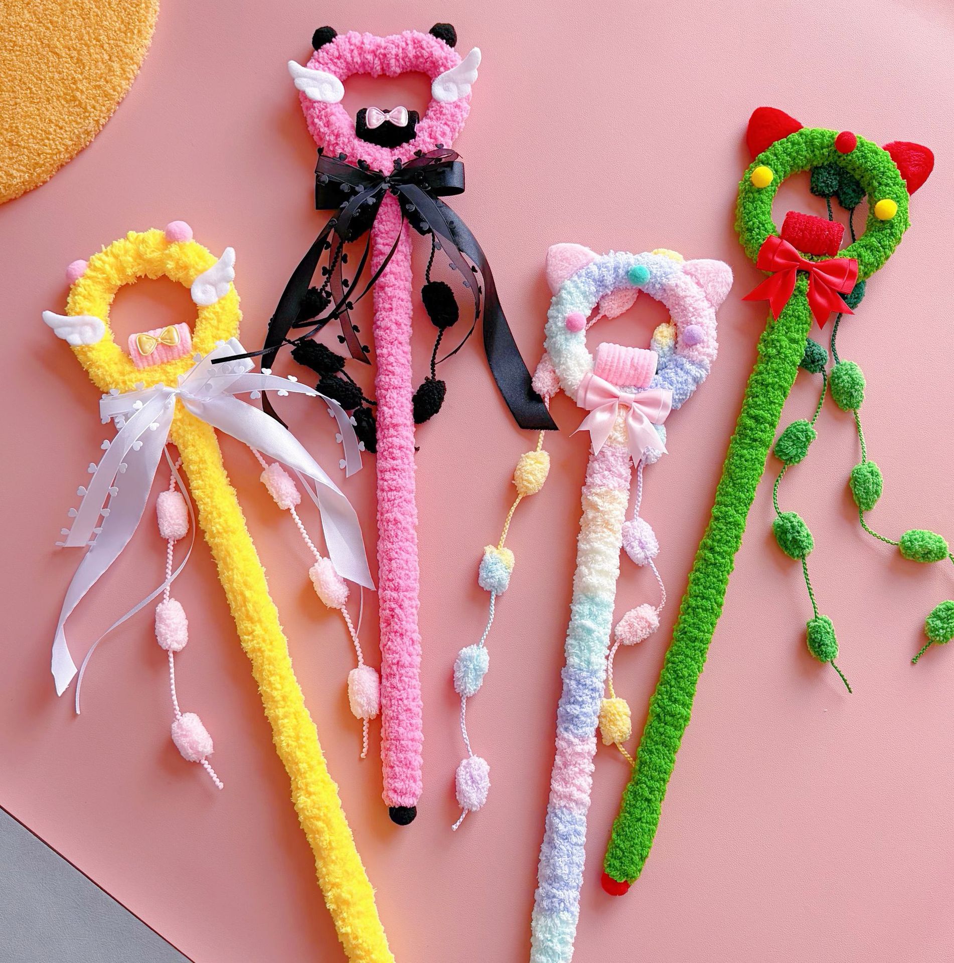 New Christmas Fairy Magic Cat Teaser Stick Interactive Bell Cat Toy Pet Supplies Marshmallow Plush Cat Teaser Stick