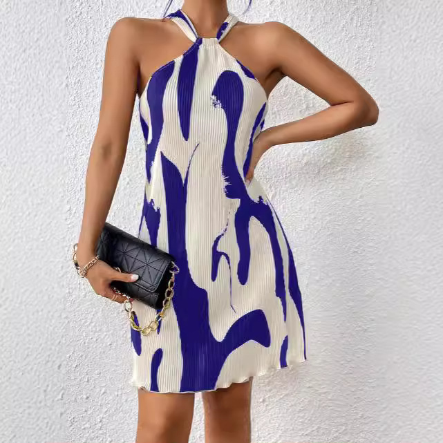 ChicShe Abito casual da donna con scollo all'americana stampato, stile europeo e americano, per autunno e inverno_voghion.com