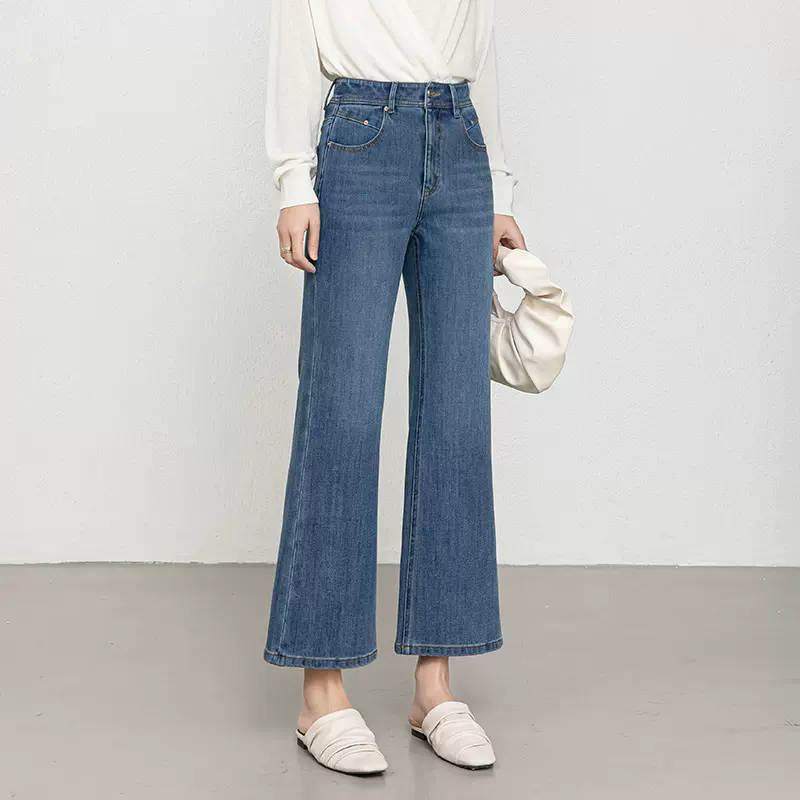 如果小个子百搭九分微喇裤2026年春季新款显瘦弹力喇叭牛仔裤8269