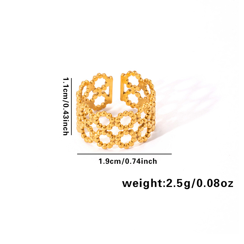 10g Weight Electroplated Gold Plating Process Golden Plated Plating Material Stone-Free Inlay Material Open Rings, Rings Classification 1 Piece Quantity Holiday, Daily Occasion 201 Stainless Steel Material Leaf, Heart Shape Pattern Women's Gender Lady Style Plating Craft Wholesale Jewelry Lady Leaf Heart Shape Floral Titanium Steel Plating Open Rings 37