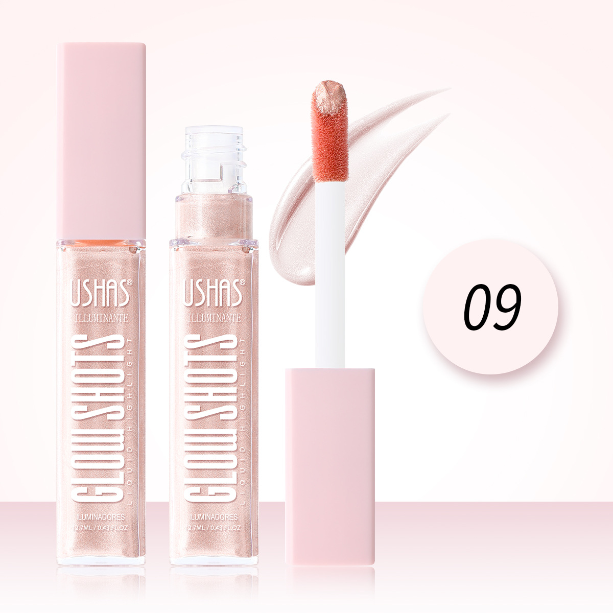 USHAS europeo y americano punto transfronterizo líquido de alto brillo impermeable y duradero contorno brillante líquido sedoso FS459B