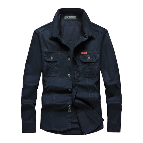 Spring and autumn shirts, men's long-sleeved cotton coat, men's outdoor loose workwork, spring shirt, men's casual top, men