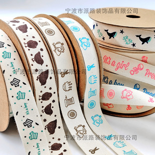 Printed Cotton Ribbon Monochrome Multicolor Printed Ribbon Flowers Holder Cotton Strap DIY Handbook Decoration