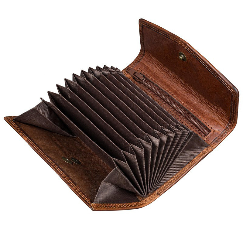 Cartera de cuero transfronteriza de alta capacidad de alta calidad RFID cepillo antirrobo bolso de mano multi-tarjeta bolso de órgano ultra delgado