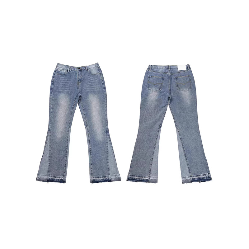 Foreign Trade Aliexpress Amazon Men's Clothing | Micro-Flared American Retro Patchwork Design Workwear Jeans for Men
