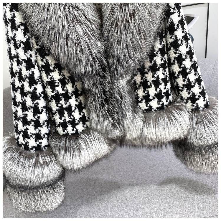 Women's Clothing short style houndstooth collar sier fox fur coat_voghion.com