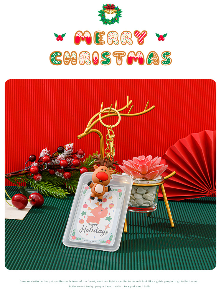 Christmas Silicone Waterproof Double-sided Transparent Cartoon Key Button Campus Card Holder display picture 1