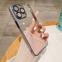 碳纤维边框适用iPhone15电镀透明手机壳苹果14全包防摔保护套硬13