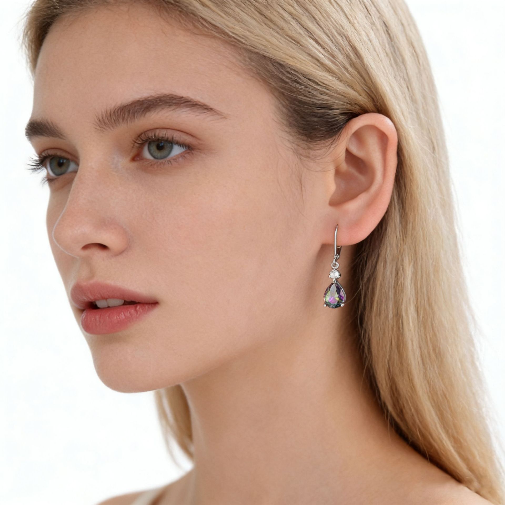 Amazon crossover nuevos pendientes de circón de color de plata de ley 925 para mujer, temperamento de lujo ligero, sentido de alta gama, pendientes de todo fósforo