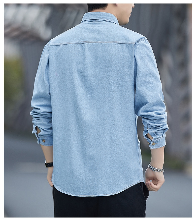 Herren Denim Hemdjacke Aus Baumwolle Für Frühling Und Herbst_voghion.com