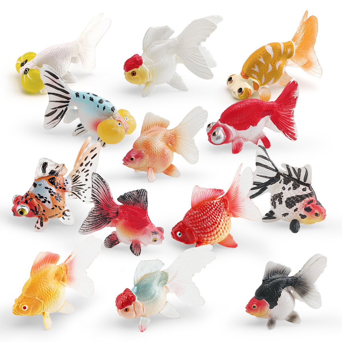 Simulación transfronteriza de peces ornamentales modelo de peces dorados grulla roja lipa pez dorado koi cinco flores dragón ojo pez decoración juguetes