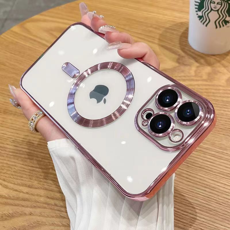 iPhone17電気メッキ携帯電話ケースmagsafe磁気吸着対応Apple16promaxフルカバー透明ケース15|undefined