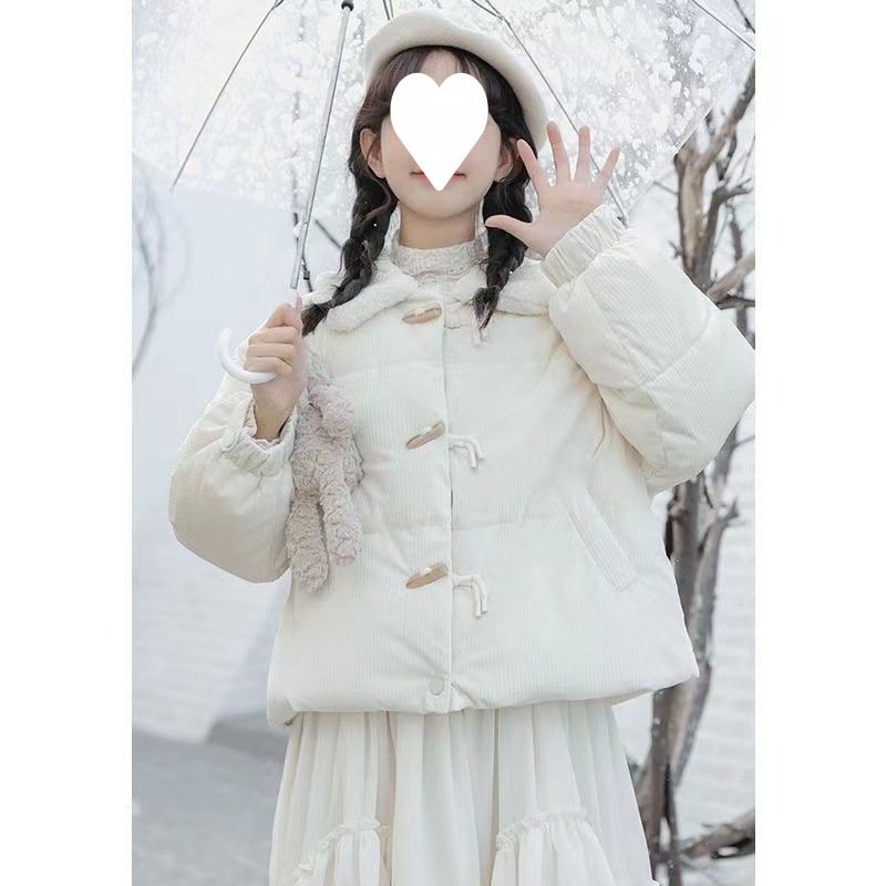 Blue winter cute short down jacket, 2023 collection, for teenagers