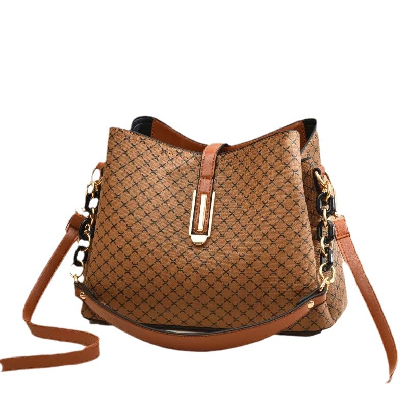 2023 patrón retro señoras bolso de un solo hombro moda bolso de gran capacidad bolso de cubo