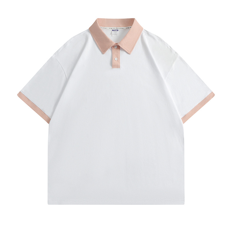 Tallas europeas y americanas, estilo retro americano, mangas raglán, camiseta holgada de algodón puro con cuello, polo de marca de moda, personalizable