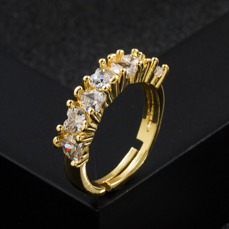fashion simple copper-plated zircon bow ring