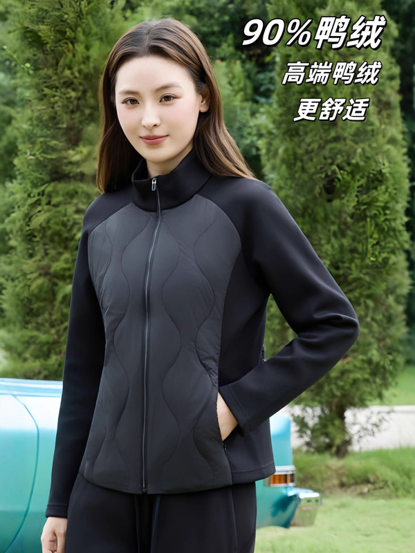 修身轻薄款羽绒服内胆女2025秋冬季新款立领拼接短款运动骑行外套|undefined