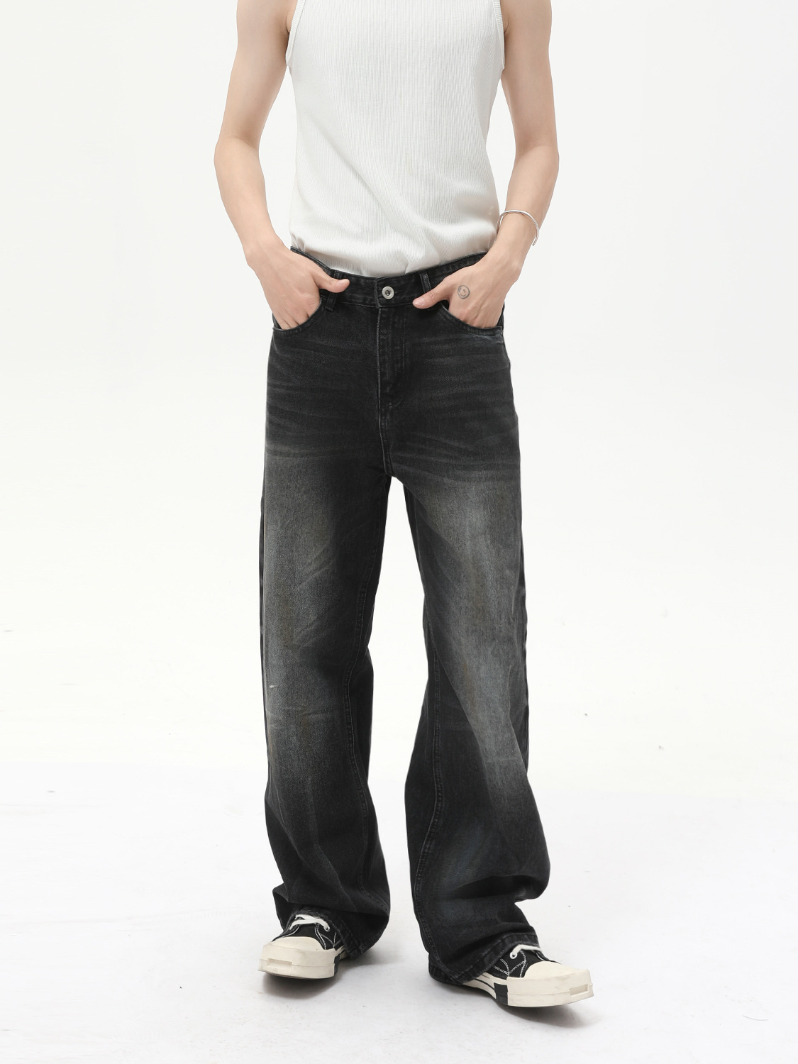 MTLCLOTHES Ropa de hombre | Vaqueros casuales rectos de pierna ancha lavados retro lavados