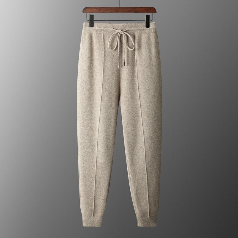 Autumn and Winter New 100% Wool Pants Men's Business Casual Outer Wear Siping Thickened Mid-Stitch Knitted Warm Pants Autumn and Winter New 100% Wool Pants Men's Business Casual Outer Wear Siping Thickened Mid-Stitch Knitted Warm Pants