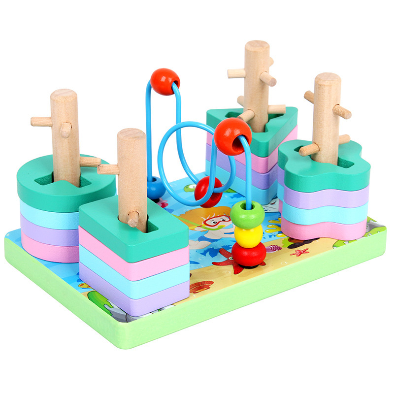Iluminación educación temprana forma geométrica de madera conjunto a juego columna pesca bloques de construcción color enseñanza cognitiva ayudas juguetes educativos para niños